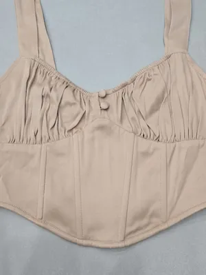 Zara Beige Satin-effect Cropped Bustier Corset Top Size XS thumbnail 6