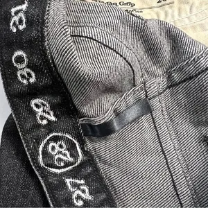 Earnest Sewn Harlan Crop Distressed Slim Straight Jeans Black Size‎ 28 thumbnail 13