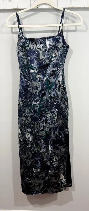 Abercrombie & Fitch Marble Print Midi Dress XS Spaghetti Strap EUC thumbnail 1