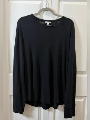 James Perse Black Long-Sleeve Crewneck Shirt Size 3 (Large/XL) thumbnail 1
