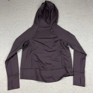 Athleta Hoodie Womens Small Purple Striped High Neck Pullover Thumbholes Knit thumbnail 9