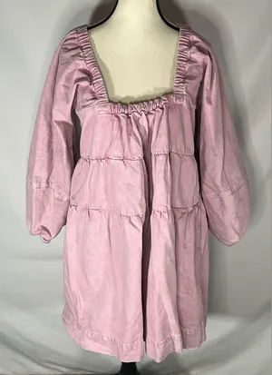 Free People Sunray Tiered Puff Sleeve Cotton Mini Dress Medium thumbnail 1