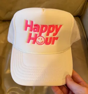 Ascot + Hart white “Happy Hour” trucker hat! Never worn! thumbnail 1