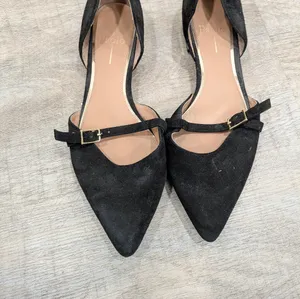 Linea Paolo Black Suede Demi D'Orsay Flats Size 7 thumbnail 3