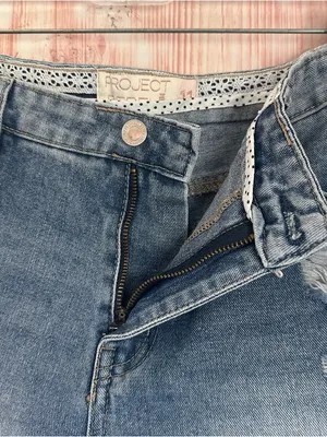 Project Rebel Denim Blue Lightwash High Rise Frayed Hem Jean Shorts Size 11 thumbnail 10