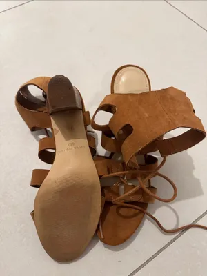 Marc Fisher Cognac Suede Lace-Up Gladiator Heels thumbnail 3