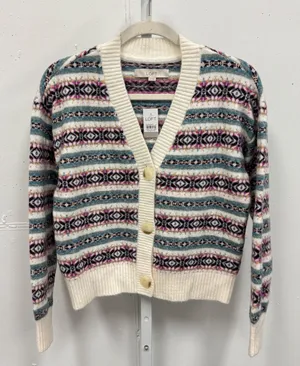 NWT LOFT Fair Isle V-Neck Cardigan Sweater Women's XS Multi Knit Button Front‎ thumbnail 1