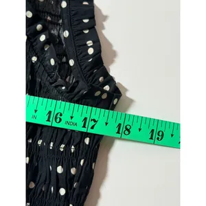 Madewell Dress Sz 10 Black White Polka Dot Smocked Ruffle Mini Sundress Retro thumbnail 9