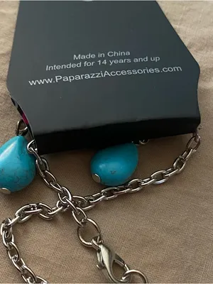 Paparazzi Set Necklace & Earrings Faux Turquoise Silver Western Southwest NWT thumbnail 7