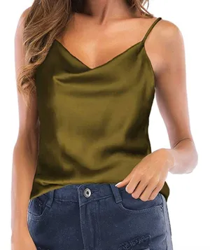 Cowl Neck Satin Cami Green thumbnail 1
