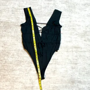 Free People Movement Womens XL Black Noir Plunging V-neck Bodysuit Sporty Yoga thumbnail 2