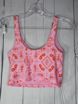 Offline By Aerie Real Me Longline Racerback Pink Paisley Athleisure Sports Bra thumbnail 4
