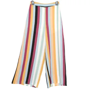 NWT Wide Leg Pants Crop Stripe High Rise Palazzo Culottes Retro 70s Mod Resort S thumbnail 2