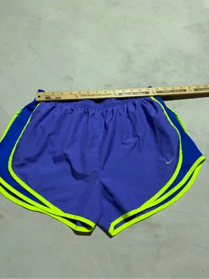Nike Women's Purple and blue Running Shorts with Neon Trim large thumbnail 4