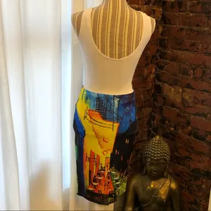 Pencil skirt with vibrant color print thumbnail 3