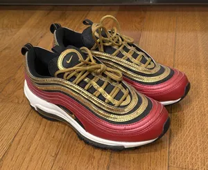 Size 8 US Women’s Nike Air Max 97 Red Black Gold White Sneakers Shoes CT1148-600 thumbnail 1