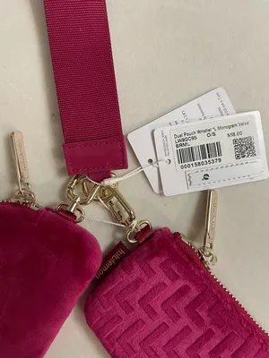 Lululemon NWT Dual Pouch Wristlet Keychain Strap L Monogram Velvet Pink thumbnail 5