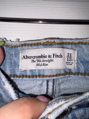 Abercrombie & Fitch The 90’s Straight Mid-Rise Jeans Blue Size 12 thumbnail 7