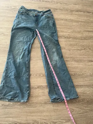 Daze Flare Jeans Womens Medium Blue Wash Low Rise Stretch Denim Y2K Raw Hem thumbnail 12