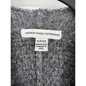 American Eagle Womens Small Gray Striped Open Front Longline‎ Cardigan Sweater thumbnail 5