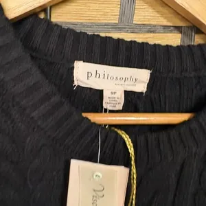 Philosophy Black And White Stripe Cable Knit Sweater Size Small thumbnail 5