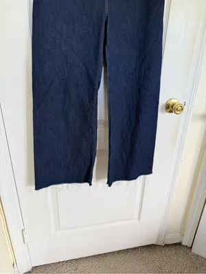 Veronica Beard Grant Wide Leg Raw Hem Jeans in Indigo thumbnail 4