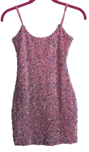 Lucy in the Sky Iridescent Sequin Bodycon Dress in Pink Size XS Party Concert thumbnail 1
