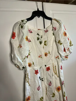 & Other Stories 100% Linen Floral Puff Sleeve Midi Dress thumbnail 11