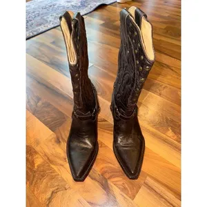 Steve Madden‎ Western Boots Womens Brown bronze Studded Harness Pointed Toe EUC thumbnail 4