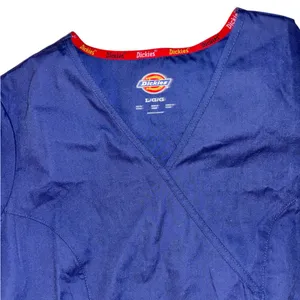 Dickies Blue Scrub Top Mock Wrap large new with tags thumbnail 2