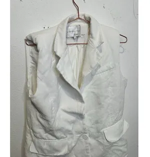 ENDLESS ROSE White Linen Blend Oversized Sleeveless Vest Blazer Size Small thumbnail 7