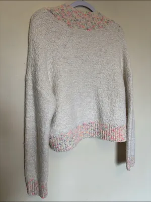 Free People Stardust Multicolored Sweater Sz M Confetti Knit Mock Neck Cropped thumbnail 6
