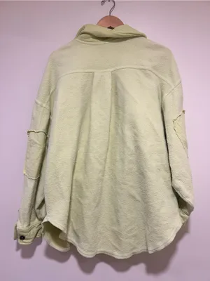 Free People Ruby Oversized Shacket Fleece Jacket Neon Green Yellow Size Small thumbnail 5