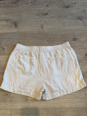 OLD NAVY High-Rise Cotton Linen Blend Casual Elastic Waist Cream Shorts M Boho thumbnail 2