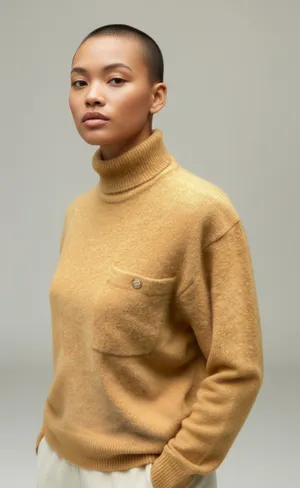 Jones New York Vintage Mustard Yellow Lambswool Angora Turtleneck Sweater Size P/M 80s 90s thumbnail 1
