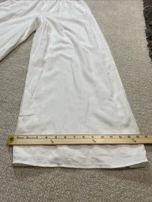 Show Me Your MuMu White Wide-Leg Linen-Blend Pants 100% Rayon Size XS thumbnail 15