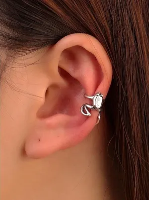 NEW Silver Tone Frog Ear Cuff Artsy Hipster Hippie Funny Modern Hip One Size thumbnail 1