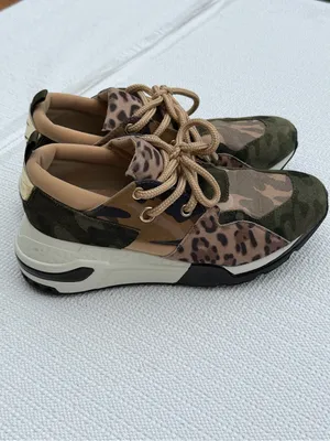 Steve Madden Cliff Sneakers Women 7 Camo Leopard Platform Lace Up Chunky Shoes thumbnail 6