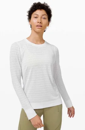 Lululemon Swiftly Breathe Long Sleeve Squad Top Shirt White Silverescent thumbnail 1
