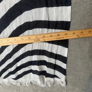 Etcetera Monochrome Zebra Print Scarf Black White Stripe Fringe Headwrap Headband Shawl thumbnail 4