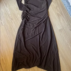 Witchery Mesh Twist Front Dress Brown thumbnail 5