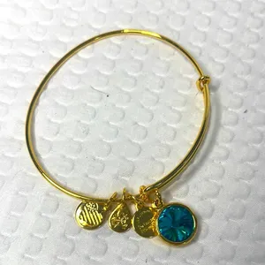 Alex And Ani December Swarovski Crystal Birthstone Blue Zircon Gold Fini… thumbnail 1