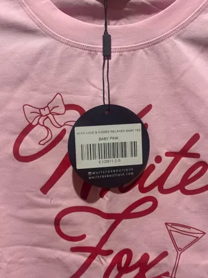 White Fox Relaxed Baby Tee With Love Pink NWT thumbnail 3