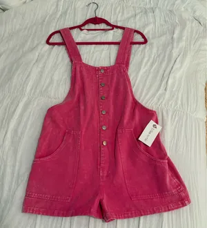 &merci Pink Denim Romper thumbnail 1