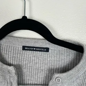 Brandy Melville Cropped Ribbed Long Sleeve Knit‎ Top Gray thumbnail 3