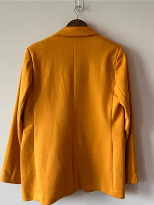 NY & Company Blazer Mustard Yellow Double Breasted Military Career Women’s M thumbnail 2