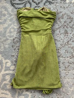 White Fox Love Language Single Strap Cut Out Mini Dress Green Small thumbnail 4