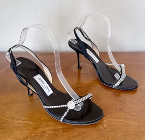 Jimmy Choo • Bianca Jewel Satin Sandal black slingback crystal rhinestone Y2K thumbnail 1