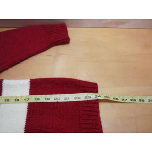 Handmade Hand Knit Pullover Sweater Turtleneck Size Med Crochet Warm Striped Vtg thumbnail 12