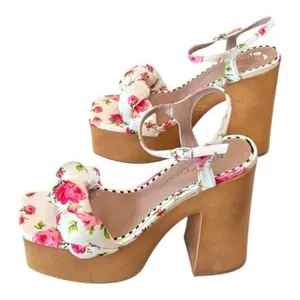 BETSEY JOHNSON Mandee Floral Platform Chunky Platform Block Heel Sandal Size 7.5 thumbnail 6